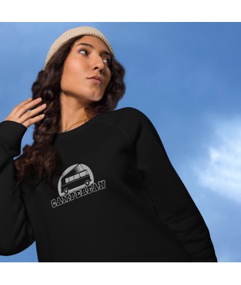 Sweatshirt écologique raglan unisexe Camperfan grand motif brodé noir/blanc commande en ligne