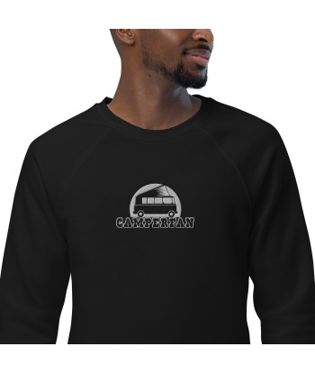 Sweatshirt écologique raglan unisexe Camperfan grand motif brodé noir/blanc commande en ligne