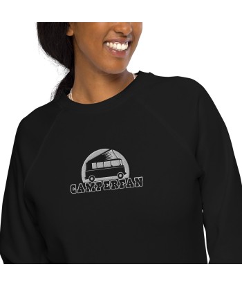 Sweatshirt écologique raglan unisexe Camperfan grand motif brodé noir/blanc commande en ligne