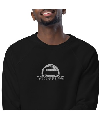 Sweatshirt écologique raglan unisexe Camperfan grand motif brodé noir/blanc commande en ligne