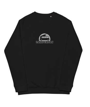 Sweatshirt écologique raglan unisexe Camperfan grand motif brodé noir/blanc commande en ligne