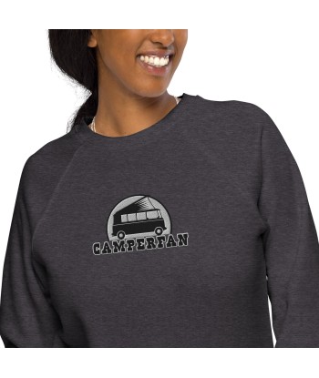 Sweatshirt écologique raglan unisexe Camperfan grand motif brodé noir/blanc commande en ligne