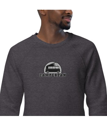 Sweatshirt écologique raglan unisexe Camperfan grand motif brodé noir/blanc commande en ligne