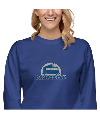 Sweatshirt premium unisexe Camperfan grand motif brodé bleu/blanc Les magasins à Paris