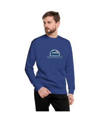 Sweatshirt premium unisexe Camperfan grand motif brodé bleu/blanc Les magasins à Paris