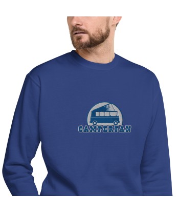 Sweatshirt premium unisexe Camperfan grand motif brodé bleu/blanc Les magasins à Paris