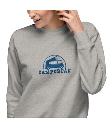 Sweatshirt premium unisexe Camperfan grand motif brodé bleu/blanc Les magasins à Paris