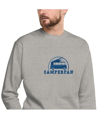 Sweatshirt premium unisexe Camperfan grand motif brodé bleu/blanc Les magasins à Paris