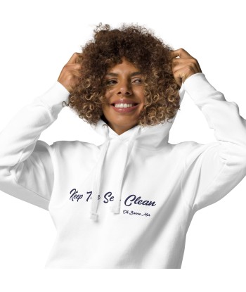 Sweat à capuche unisexe en coton Keep The Sea Clean grand motif brodé navy votre restaurant rapide dans 