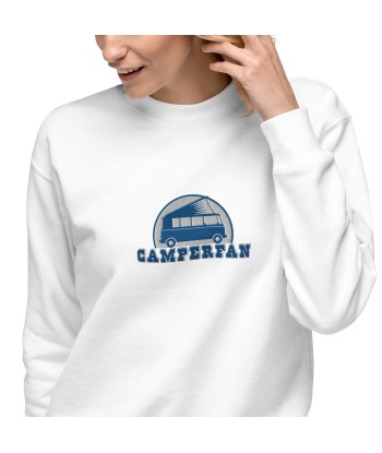 Sweatshirt premium unisexe Camperfan grand motif brodé bleu/blanc Les magasins à Paris