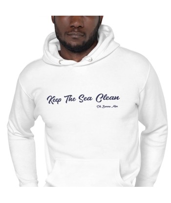 Sweat à capuche unisexe en coton Keep The Sea Clean grand motif brodé navy votre restaurant rapide dans 