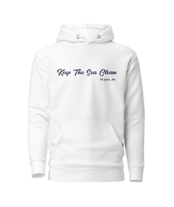 Sweat à capuche unisexe en coton Keep The Sea Clean grand motif brodé navy votre restaurant rapide dans 