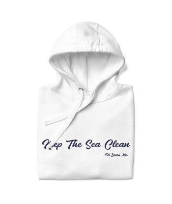 Sweat à capuche unisexe en coton Keep The Sea Clean grand motif brodé navy votre restaurant rapide dans 