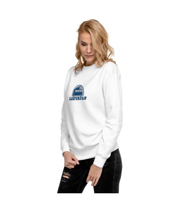 Sweatshirt premium unisexe Camperfan grand motif brodé bleu/blanc Les magasins à Paris