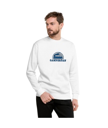 Sweatshirt premium unisexe Camperfan grand motif brodé bleu/blanc Les magasins à Paris