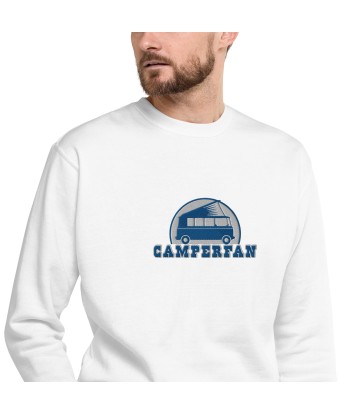 Sweatshirt premium unisexe Camperfan grand motif brodé bleu/blanc Les magasins à Paris