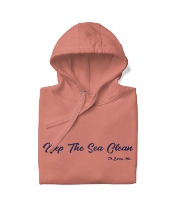 Sweat à capuche unisexe en coton Keep The Sea Clean grand motif brodé navy votre restaurant rapide dans 