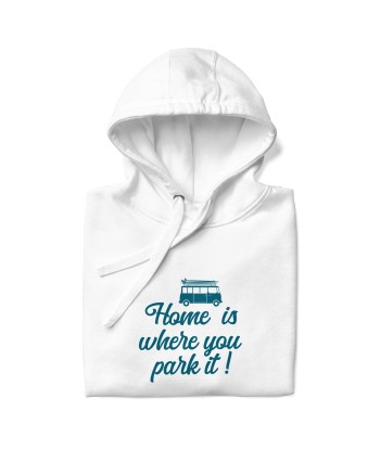 Sweat à capuche unisexe en coton Blue Surf Combi Home is where you park it Les magasins à Paris et en Île-de-France