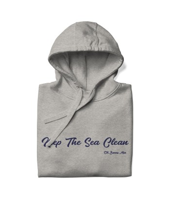 Sweat à capuche unisexe en coton Keep The Sea Clean grand motif brodé navy votre restaurant rapide dans 