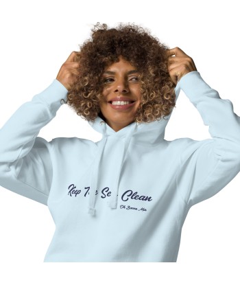 Sweat à capuche unisexe en coton Keep The Sea Clean grand motif brodé navy votre restaurant rapide dans 