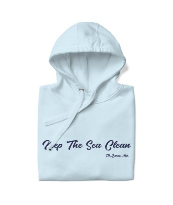 Sweat à capuche unisexe en coton Keep The Sea Clean grand motif brodé navy votre restaurant rapide dans 