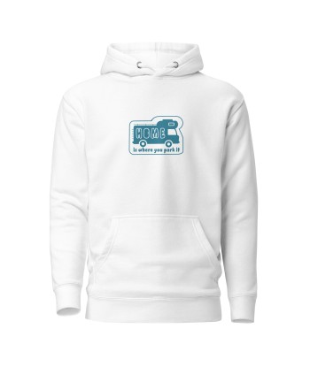 Sweat à capuche unisexe en coton Blue Camper Van Home is where you park it Fin de série