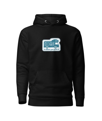 Sweat à capuche unisexe en coton Blue Camper Van Home is where you park it Fin de série