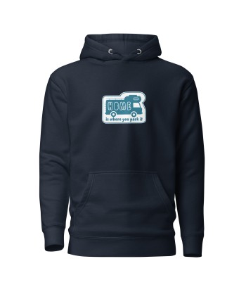 Sweat à capuche unisexe en coton Blue Camper Van Home is where you park it Fin de série