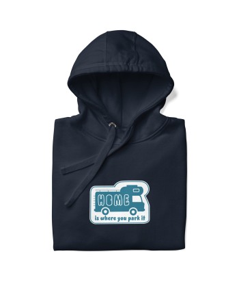 Sweat à capuche unisexe en coton Blue Camper Van Home is where you park it Fin de série