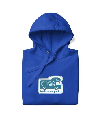 Sweat à capuche unisexe en coton Blue Camper Van Home is where you park it Fin de série