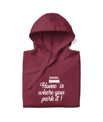 Sweat à capuche unisexe en coton White Surf Combi Home is where you park it suggérées chez