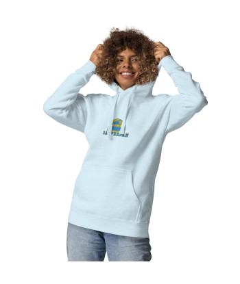 Sweat à capuche unisexe en coton Camperfan aqua/gold brodé du meilleur 