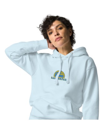 Sweat à capuche unisexe en coton Camperfan aqua/gold brodé du meilleur 