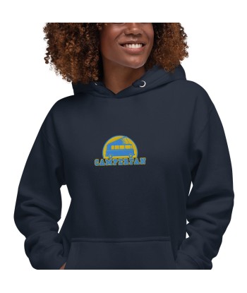 Sweat à capuche unisexe en coton Camperfan aqua/gold brodé du meilleur 