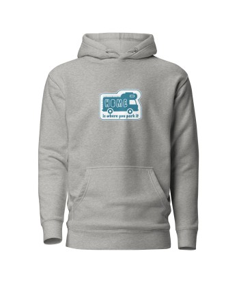 Sweat à capuche unisexe en coton Blue Camper Van Home is where you park it Fin de série