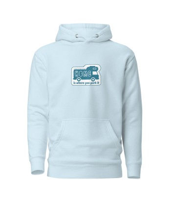 Sweat à capuche unisexe en coton Blue Camper Van Home is where you park it Fin de série