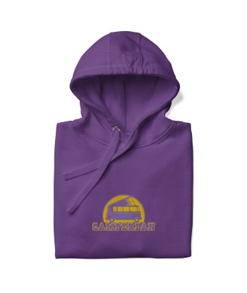 Sweat à capuche unisexe en coton Camperfan purple/yellow brodé ouvre sa boutique