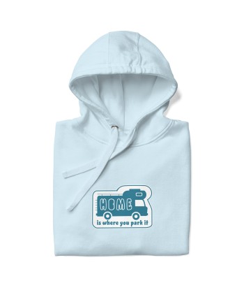 Sweat à capuche unisexe en coton Blue Camper Van Home is where you park it Fin de série