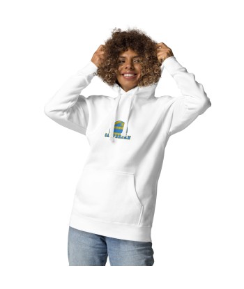 Sweat à capuche unisexe en coton Camperfan aqua/gold brodé du meilleur 