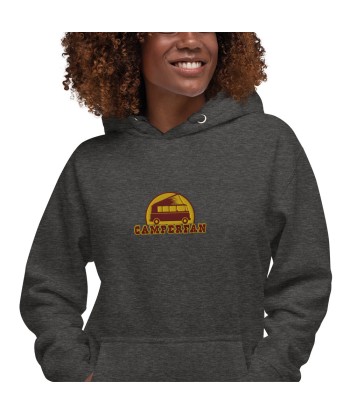 Sweat à capuche unisexe en coton Camperfan marron/yellow brodé français