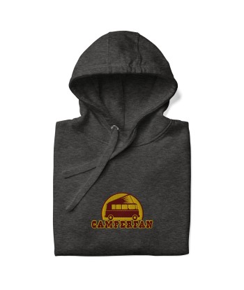 Sweat à capuche unisexe en coton Camperfan marron/yellow brodé français