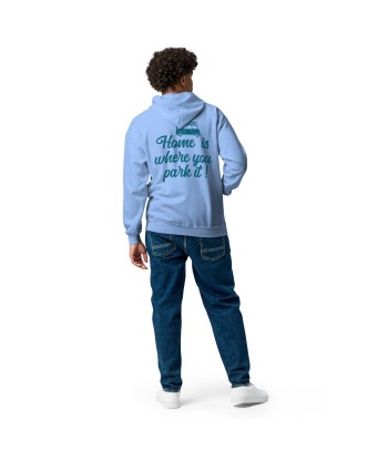 Sweat à capuche épais unisexe à fermeture éclair Blue Surf Combi Home is where you park it pas cher