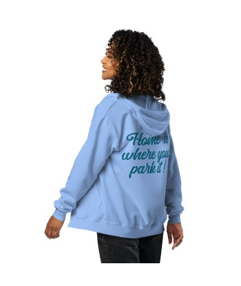 Sweat à capuche épais unisexe à fermeture éclair Blue Surf Combi Home is where you park it pas cher