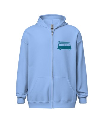 Sweat à capuche épais unisexe à fermeture éclair Blue Surf Combi Home is where you park it pas cher