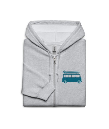 Sweat à capuche épais unisexe à fermeture éclair Blue Surf Combi Home is where you park it pas cher