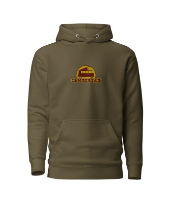 Sweat à capuche unisexe en coton Camperfan marron/yellow brodé français