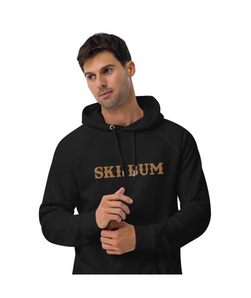 Sweat à capuche écologique Raglan unisexe Ski Bum grand motif brodé old gold l'évolution des habitudes 