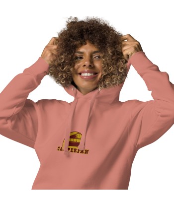 Sweat à capuche unisexe en coton Camperfan marron/yellow brodé français