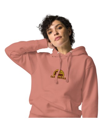 Sweat à capuche unisexe en coton Camperfan marron/yellow brodé français