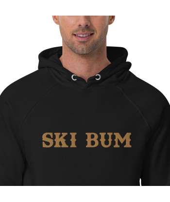 Sweat à capuche écologique Raglan unisexe Ski Bum grand motif brodé old gold l'évolution des habitudes 